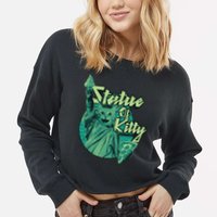 Statue Of Kitty Cropped Pullover Crew