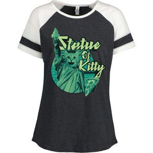 Statue Of Kitty Enza Ladies Jersey Colorblock Tee