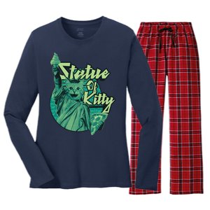 Statue Of Kitty Women's Long Sleeve Flannel Pajama Set 