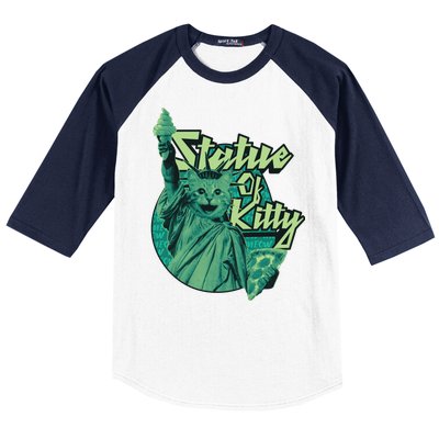 Statue Of Kitty Baseball Sleeve Shirt