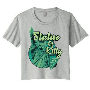 Statue Of Kitty Women's Crop Top Tee