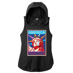 Statue of Liberty America Freedom Retro Vote Poster Ladies PosiCharge Tri-Blend Wicking Draft Hoodie Tank