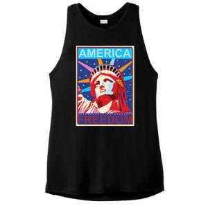 Statue of Liberty America Freedom Retro Vote Poster Ladies PosiCharge Tri-Blend Wicking Tank