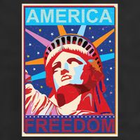 Statue of Liberty America Freedom Retro Vote Poster 7 Panel Mesh Trucker Snapback Hat