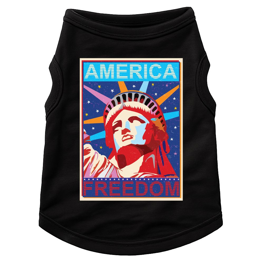 Statue of Liberty America Freedom Retro Vote Poster Doggie Tank