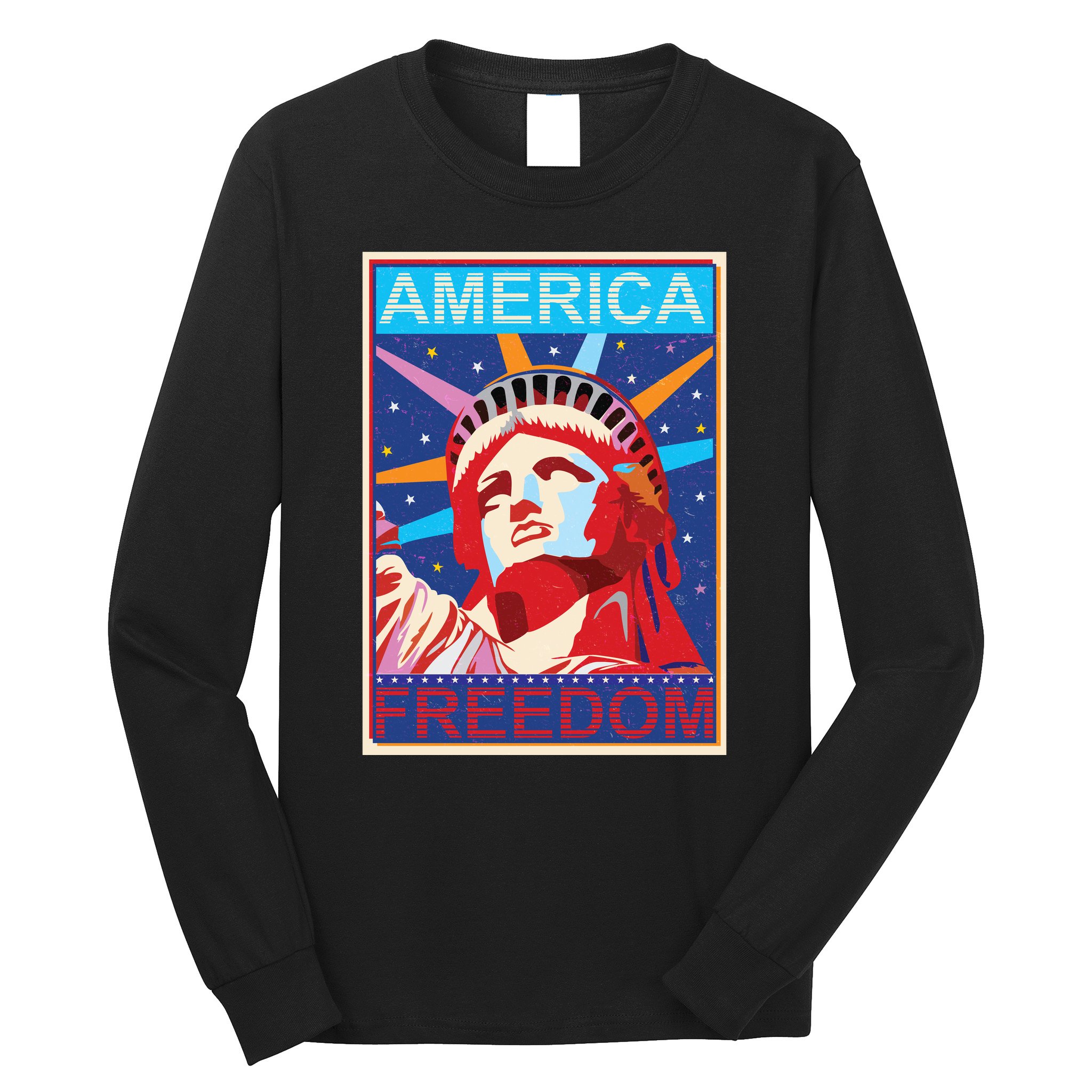 Statue of Liberty America Freedom Retro Vote Poster Long Sleeve Shirt