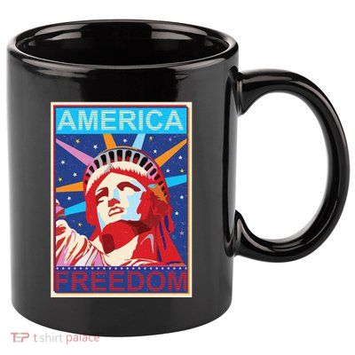Statue of Liberty America Freedom Retro Vote Poster 11oz C Handle Ceramic Mug