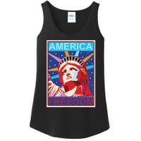 Statue of Liberty America Freedom Retro Vote Poster Ladies Essential Tank