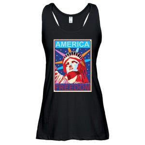 Statue of Liberty America Freedom Retro Vote Poster Ladies Essential Flowy Tank