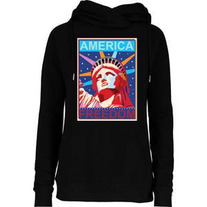 Statue of Liberty America Freedom Retro Vote Poster Womens Funnel Neck Pullover Hood