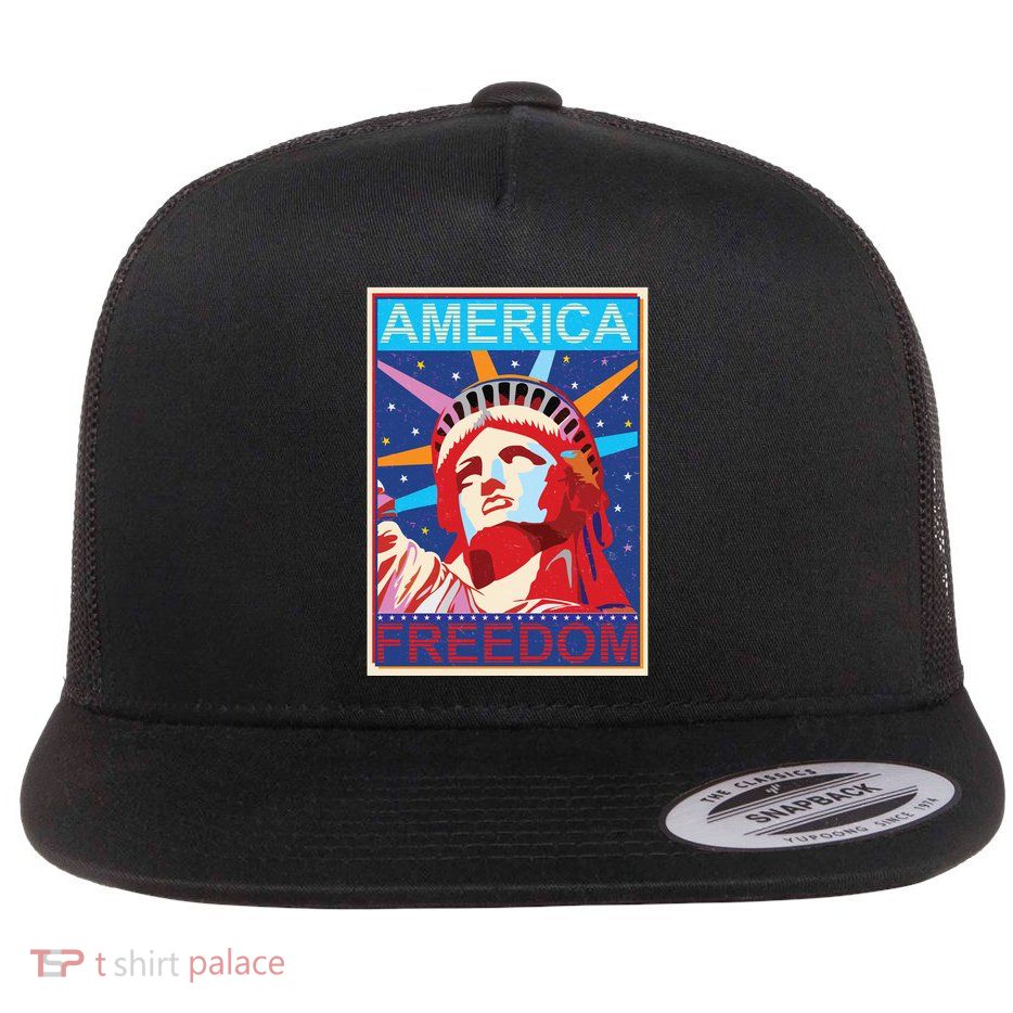 Statue of Liberty America Freedom Retro Vote Poster Flatbill Hat