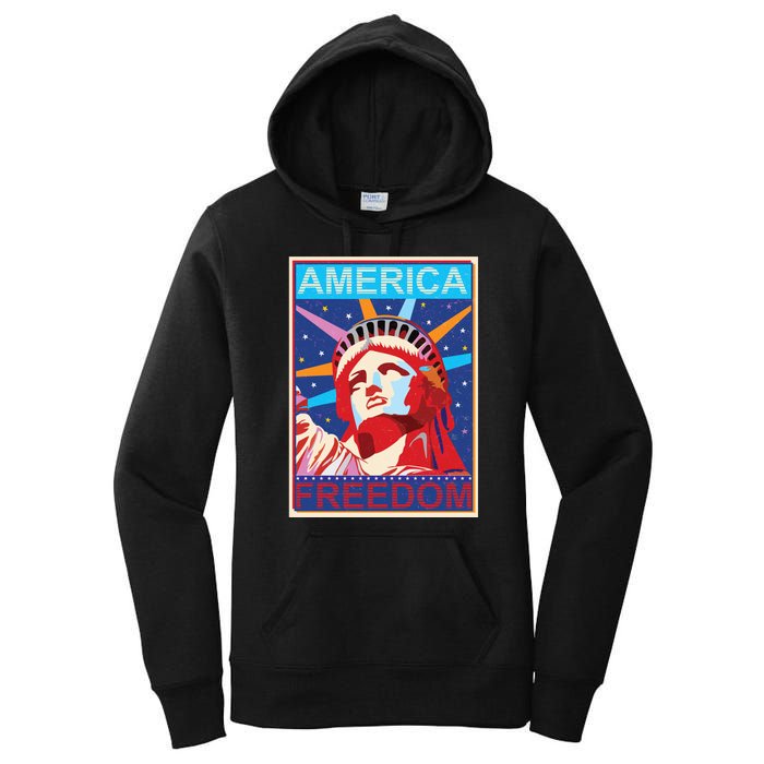 Statue of Liberty America Freedom Retro Vote Poster Women's Pullover Hoodie