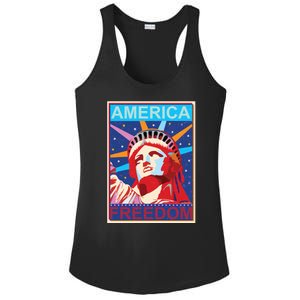 Statue of Liberty America Freedom Retro Vote Poster Ladies PosiCharge Competitor Racerback Tank