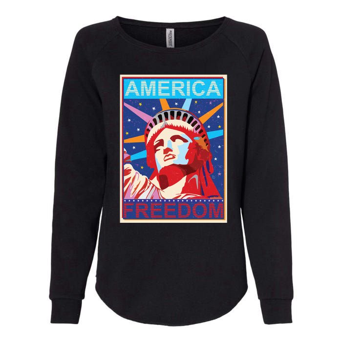 Statue of Liberty America Freedom Retro Vote Poster Womens California Wash Sweatshirt