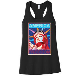 Statue of Liberty America Freedom Retro Vote Poster Women's Racerback Tank