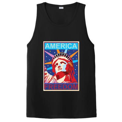Statue of Liberty America Freedom Retro Vote Poster PosiCharge Competitor Tank