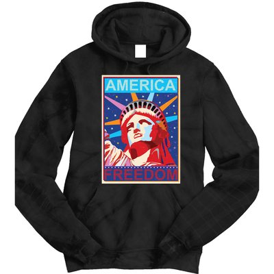 Statue of Liberty America Freedom Retro Vote Poster Tie Dye Hoodie