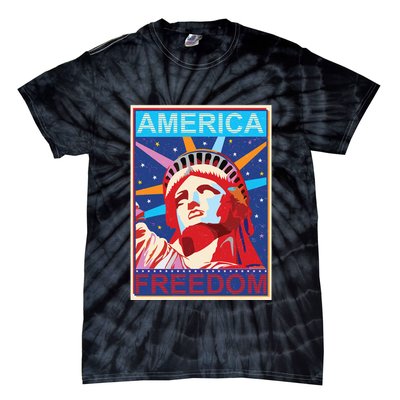 Statue of Liberty America Freedom Retro Vote Poster Tie-Dye T-Shirt
