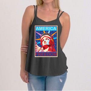 Statue of Liberty America Freedom Retro Vote Poster Women's Strappy Tank