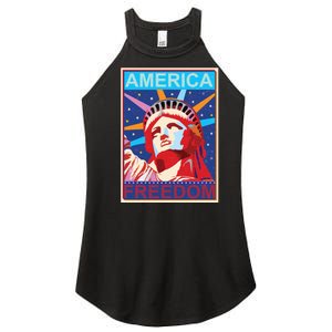 Statue of Liberty America Freedom Retro Vote Poster Women's Perfect Tri Rocker Tank