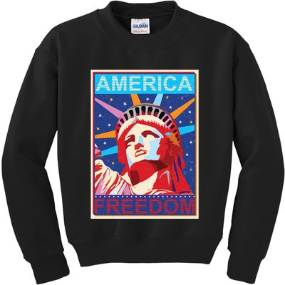 Statue of Liberty America Freedom Retro Vote Poster Kids Sweatshirt