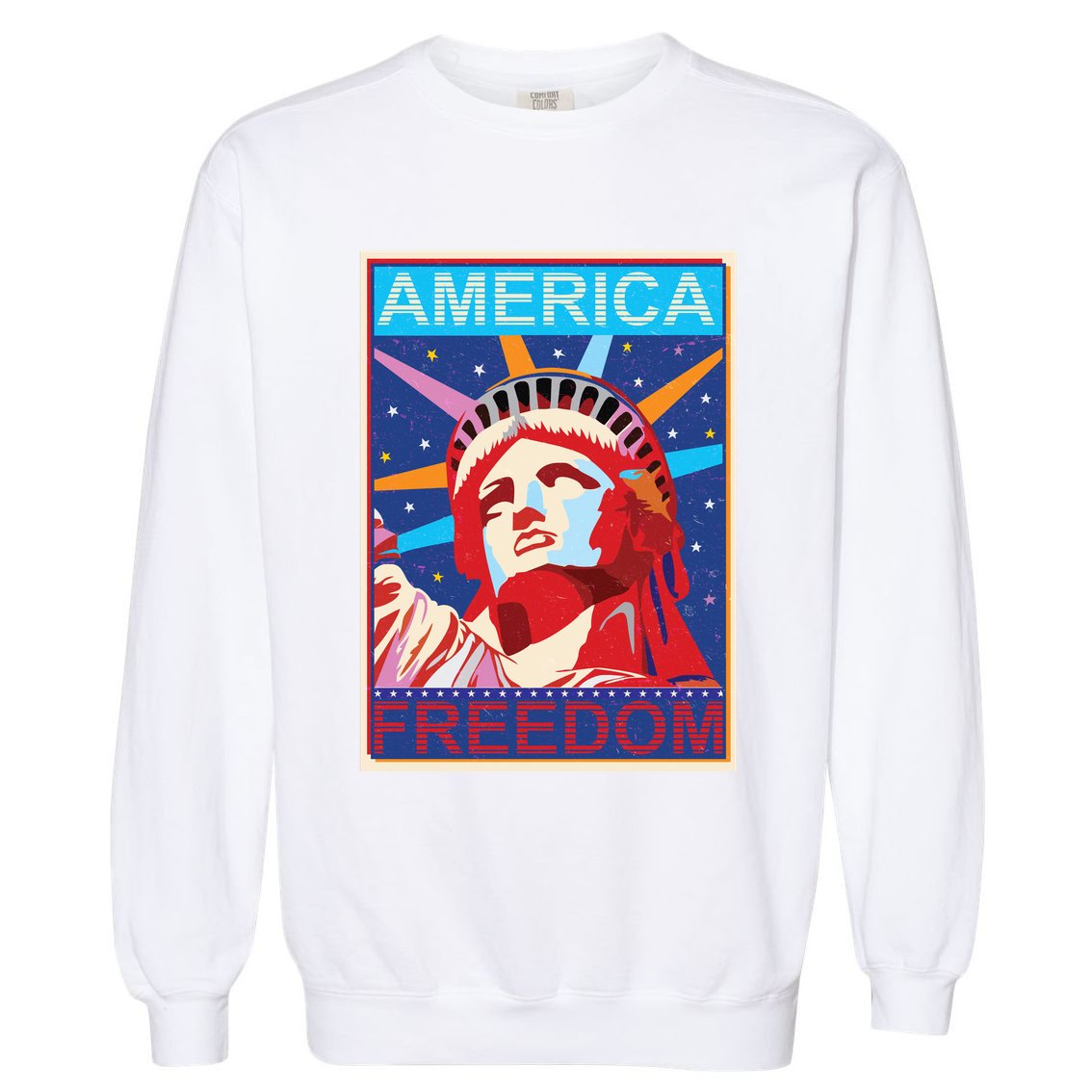Statue of Liberty America Freedom Retro Vote Poster Garment-Dyed Sweatshirt