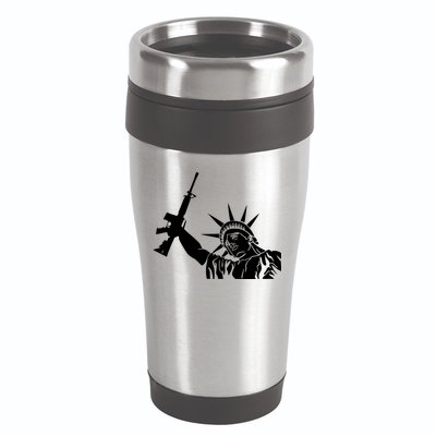 Statue of Liberty AR-15 Gun Rights 16oz Travel Tumbler