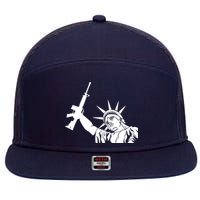 Statue of Liberty AR-15 Gun Rights 7 Panel Mesh Trucker Snapback Hat