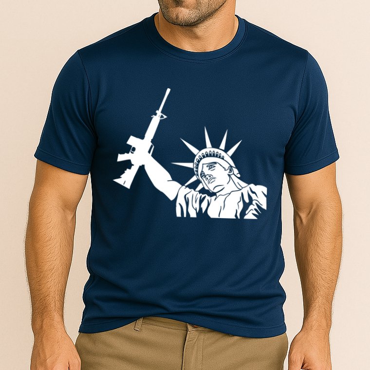 Statue of Liberty AR-15 Gun Rights Cooling Performance Crew T-Shirt