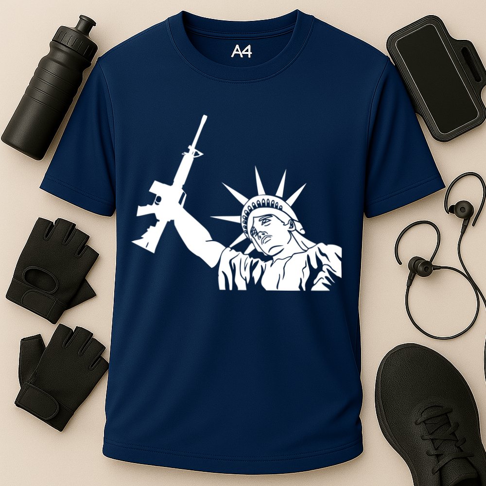 Statue of Liberty AR-15 Gun Rights Cooling Performance Crew T-Shirt