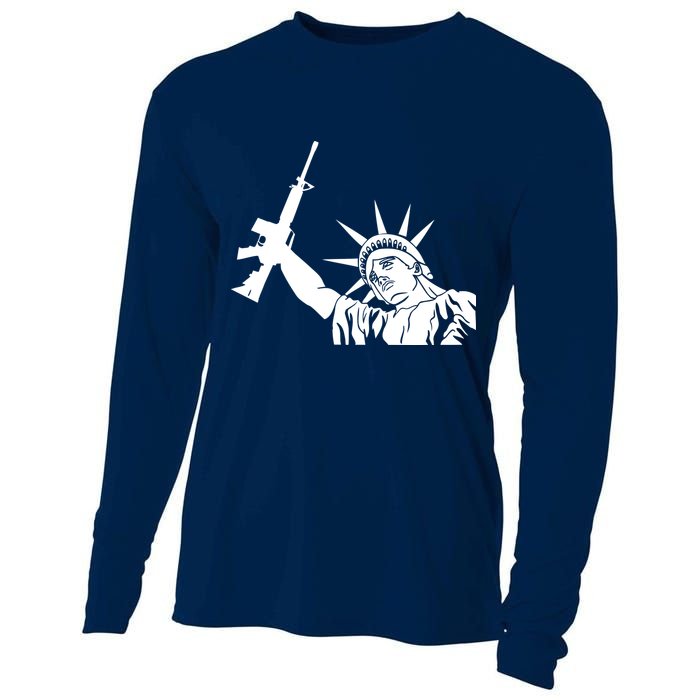 Statue of Liberty AR-15 Gun Rights Cooling Performance Long Sleeve Crew