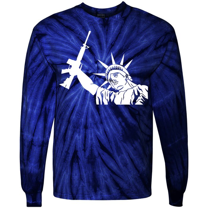 Statue of Liberty AR-15 Gun Rights Tie-Dye Long Sleeve Shirt