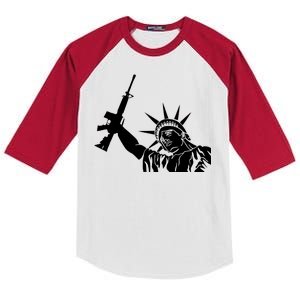 Statue of Liberty AR-15 Gun Rights Kids Colorblock Raglan Jersey