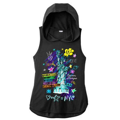 Statue of Liberty Cities of New York Ladies PosiCharge Tri-Blend Wicking Draft Hoodie Tank