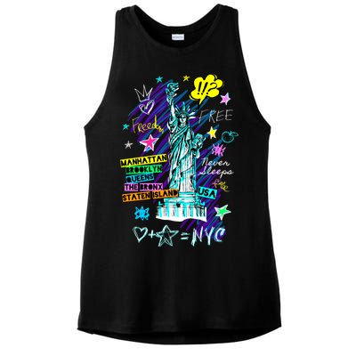 Statue of Liberty Cities of New York Ladies PosiCharge Tri-Blend Wicking Tank