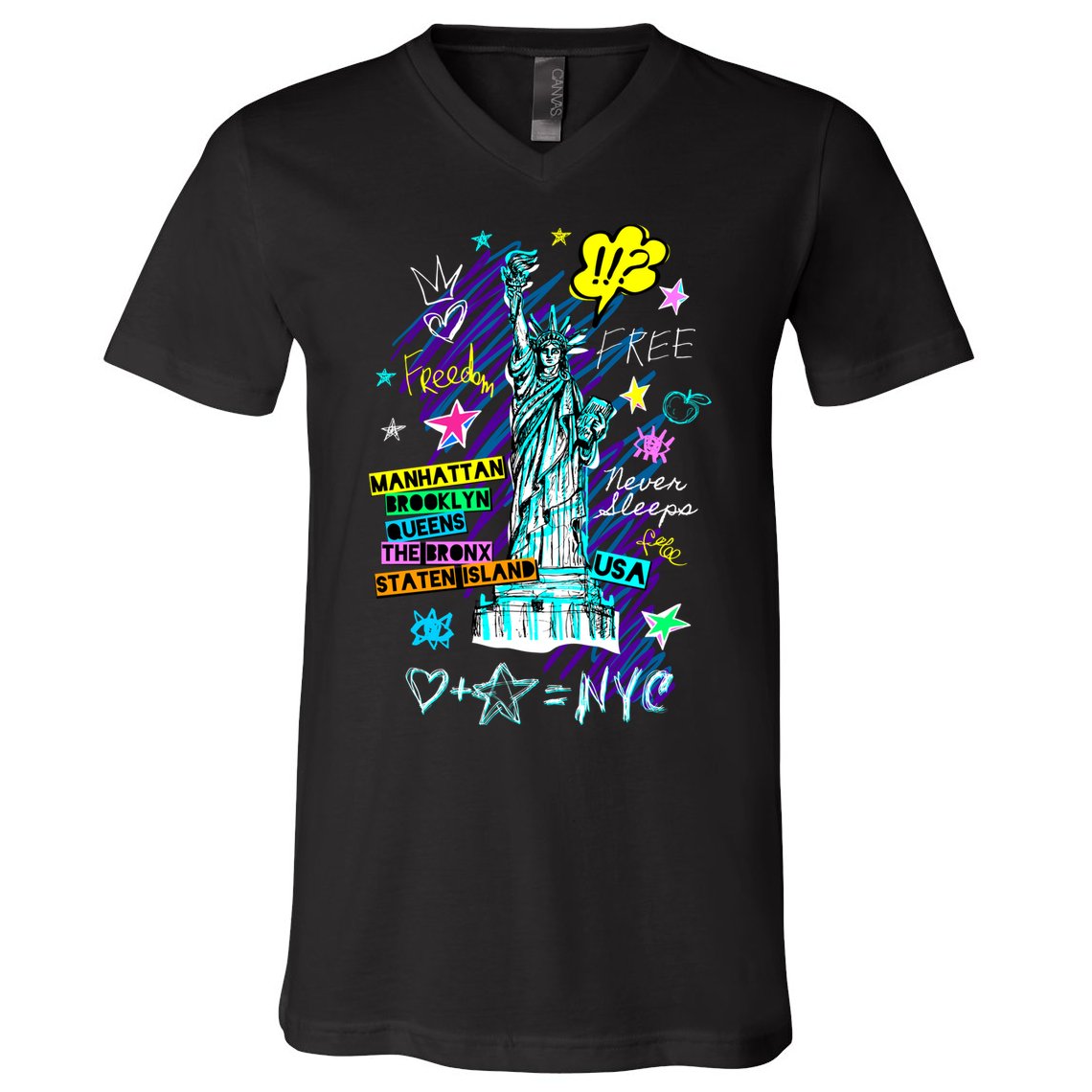 Statue of Liberty Cities of New York V-Neck T-Shirt