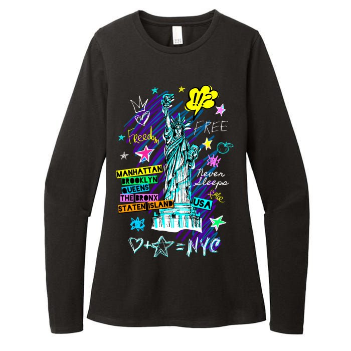 Statue of Liberty Cities of New York Womens CVC Long Sleeve Shirt