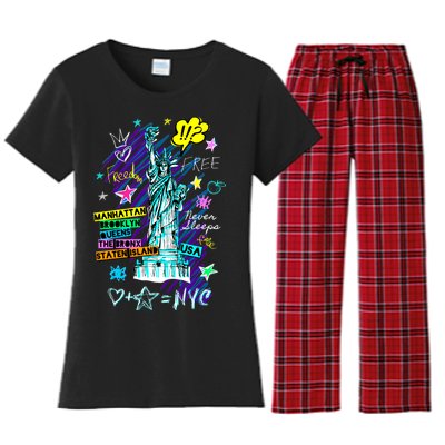 Statue of Liberty Cities of New York Women's Flannel Pajama Set