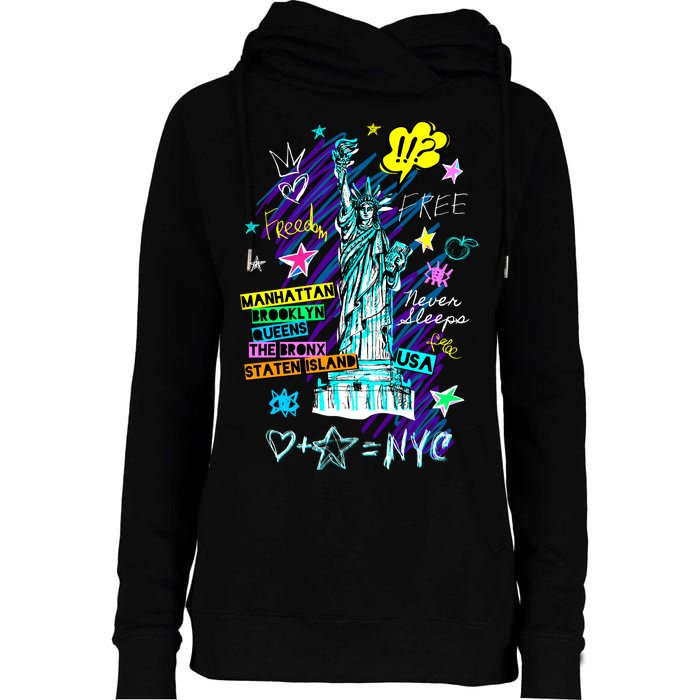 Statue of Liberty Cities of New York Womens Funnel Neck Pullover Hood