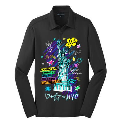 Statue of Liberty Cities of New York Silk Touch Performance Long Sleeve Polo