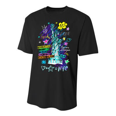 Statue of Liberty Cities of New York Youth Performance Sprint T-Shirt