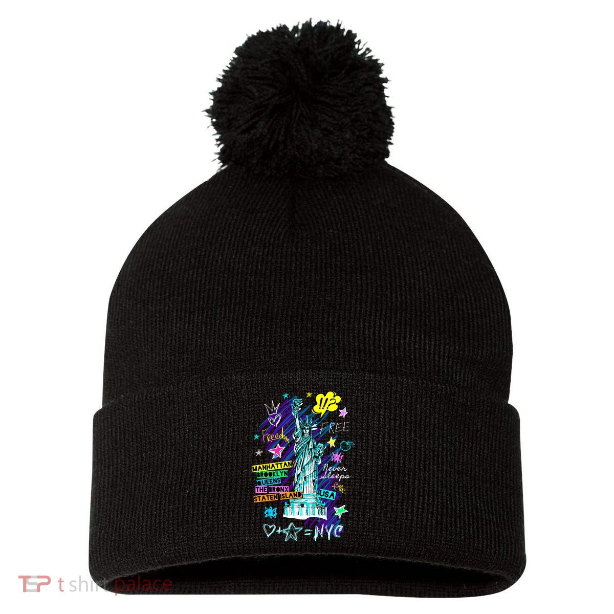 Statue of Liberty Cities of New York Pom Pom 12in Knit Beanie