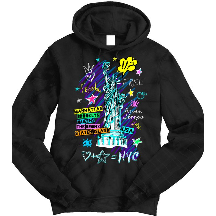 Statue of Liberty Cities of New York Tie Dye Hoodie