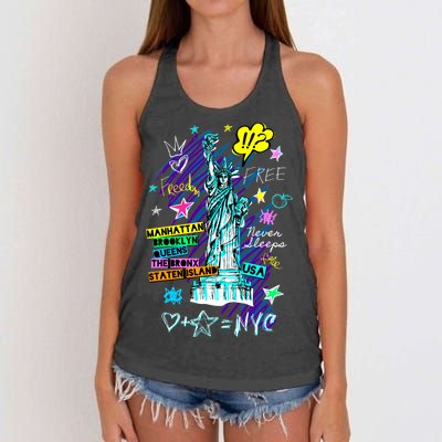 Statue of Liberty Cities of New York Women's Knotted Racerback Tank