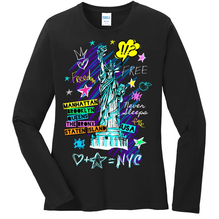 Statue of Liberty Cities of New York Ladies Long Sleeve Shirt