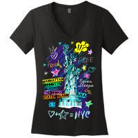 Statue of Liberty Cities of New York Women's V-Neck T-Shirt