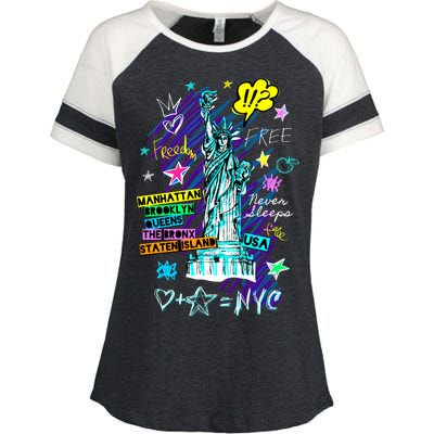 Statue of Liberty Cities of New York Enza Ladies Jersey Colorblock Tee