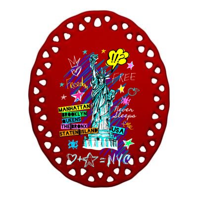 Statue of Liberty Cities of New York Ceramic Oval Ornament