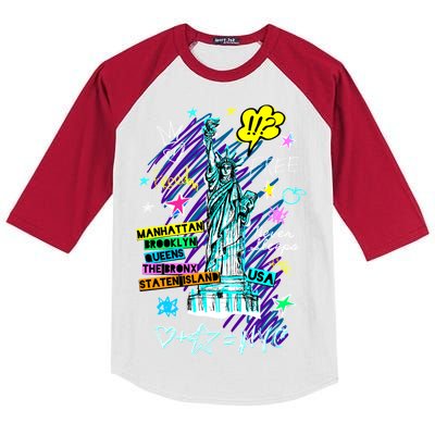 Statue of Liberty Cities of New York Kids Colorblock Raglan Jersey