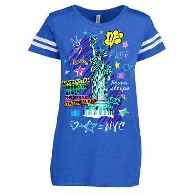 Statue of Liberty Cities of New York Enza Ladies Jersey Football T-Shirt